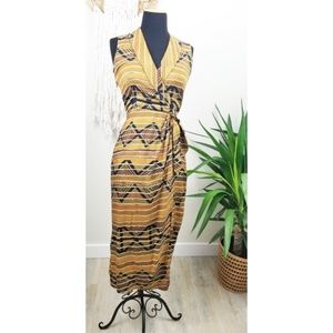 Petite Sophisticate Tribal Print Front Tie Dress